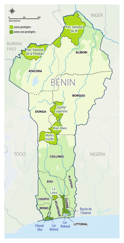 Figure 23 | Cartes de zones protégées et non protégées au Bénin (2022)